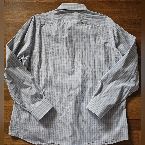 Michael Kors Slim Fit Blue Tan Button Down Dress Shirt Mens Size XL 17-1/2 34-35 - Picture 5 of 13